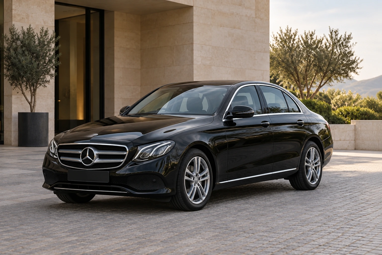 Siyah Mercedes E-Class sedan — temsili görsel