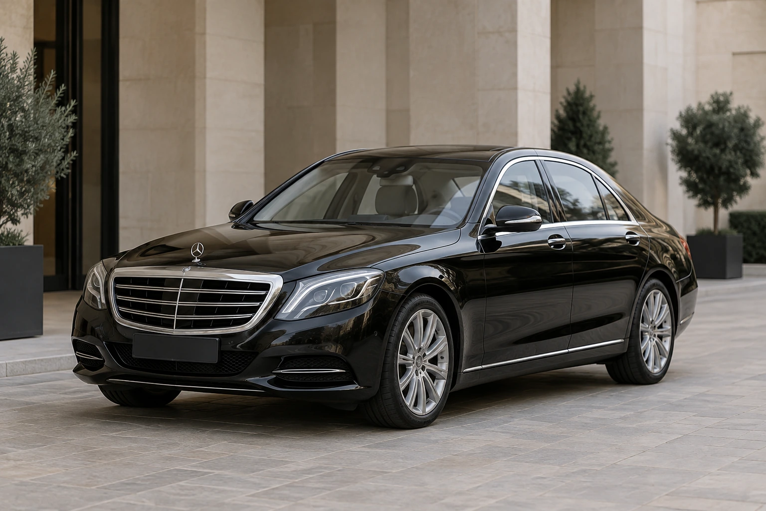 Siyah Mercedes S-Class sedan — temsili görsel